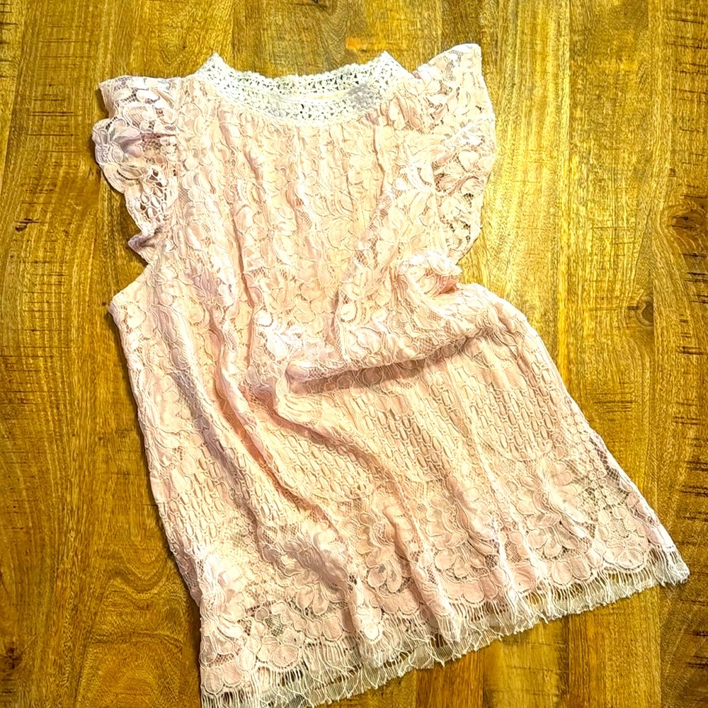 Silk lined pink dressy blouse with embroidered and girly lace